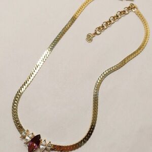 Dior Gold Necklace with Purple and Clear Details